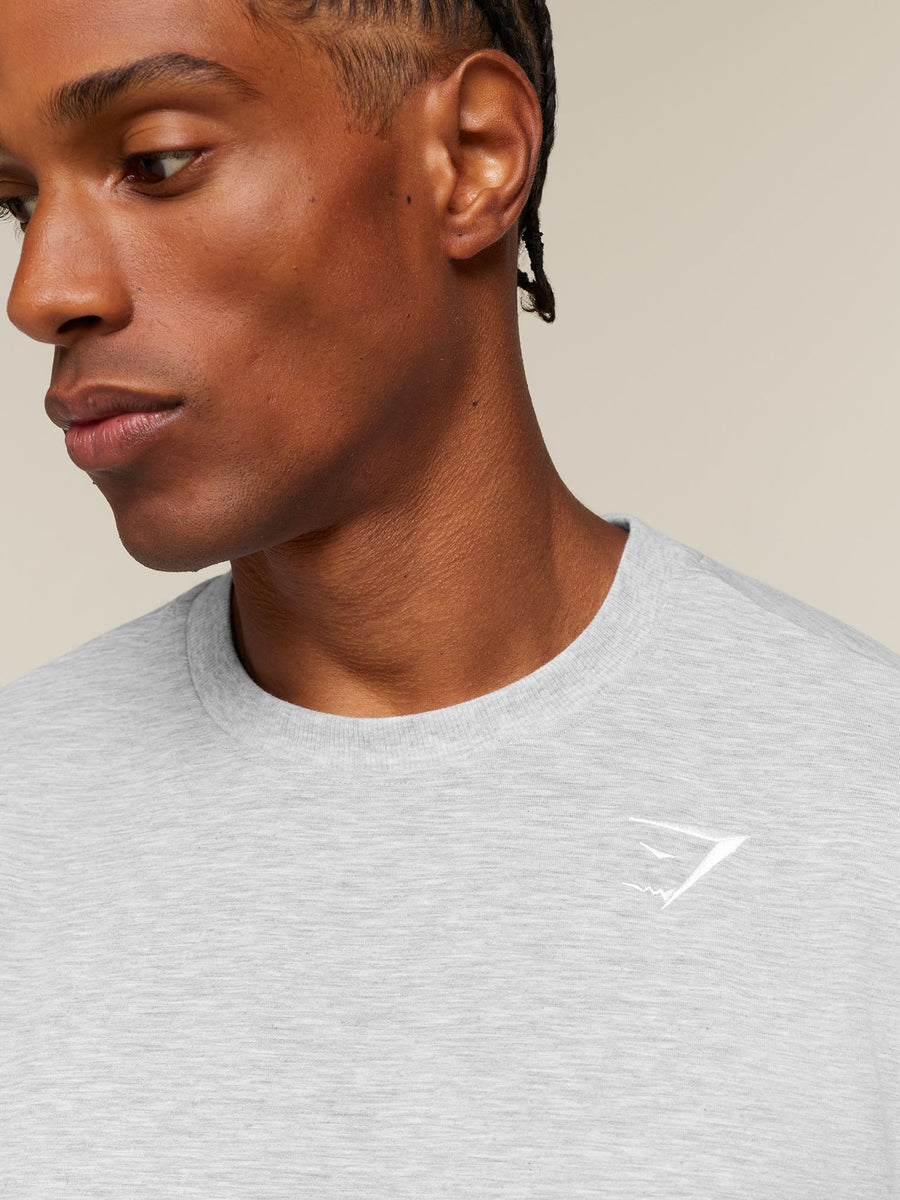 Gymshark Campus Crest T-Shirt — Bros Soft Grey Marl — 4