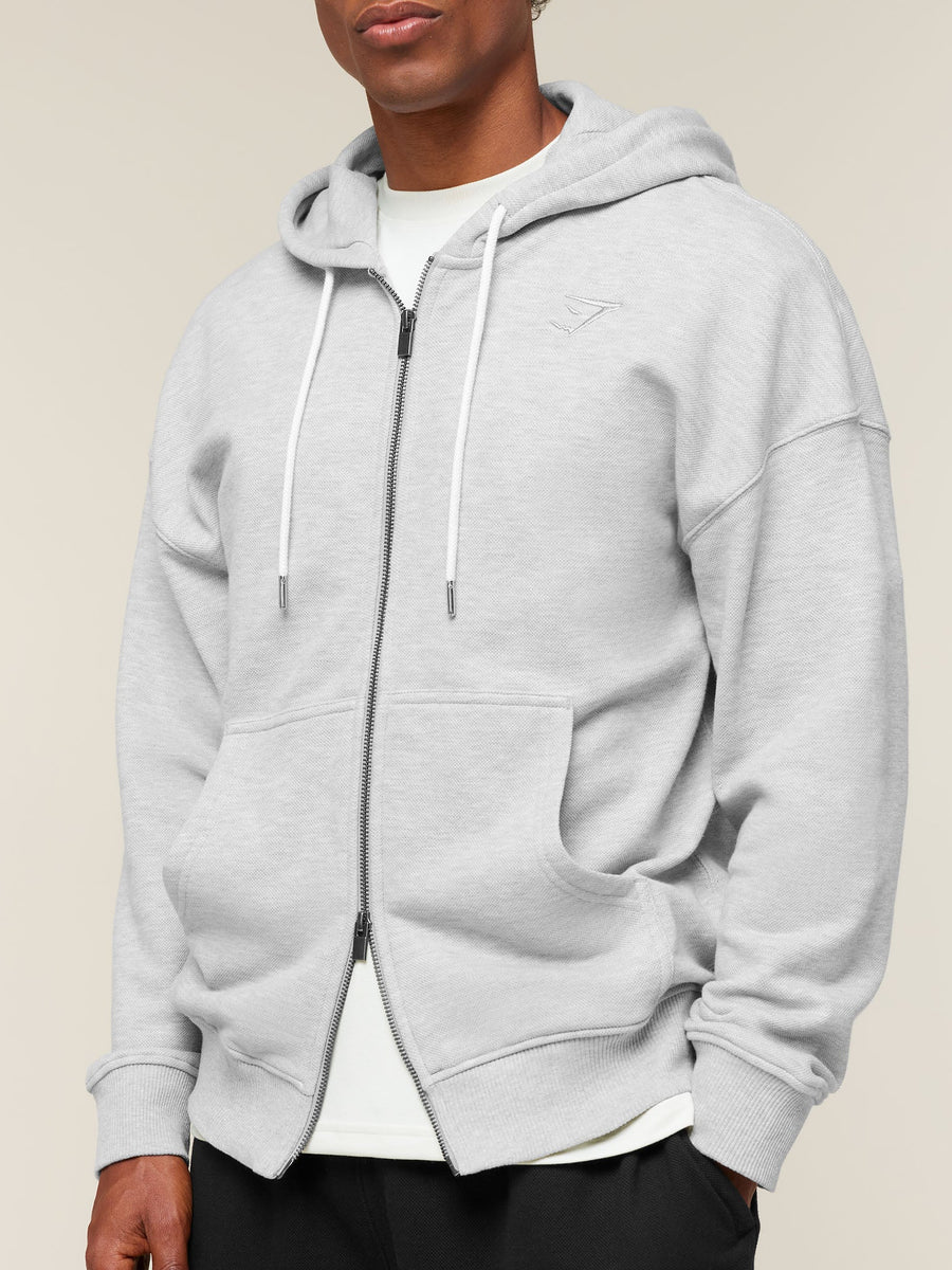 Gymshark Campus Crest Zip Through Hoodie — Bros Soft Grey Marl — 3