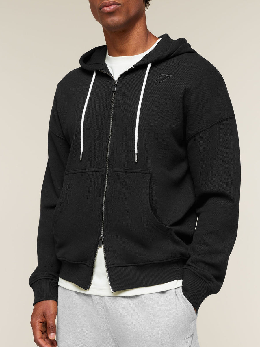 Gymshark Campus Crest Zip Through Hoodie — Black — 4