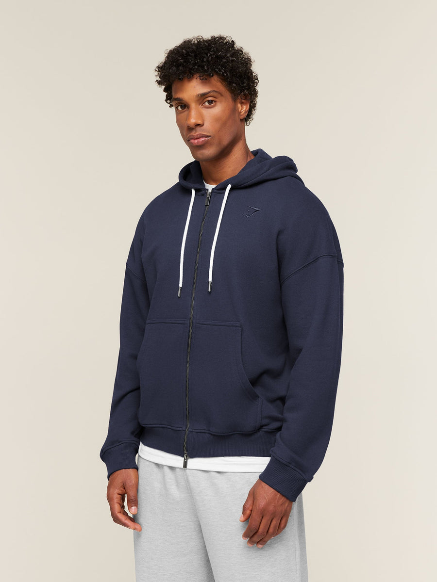 Gymshark Campus Crest Zip Through Hoodie — Heavy Blue — 3