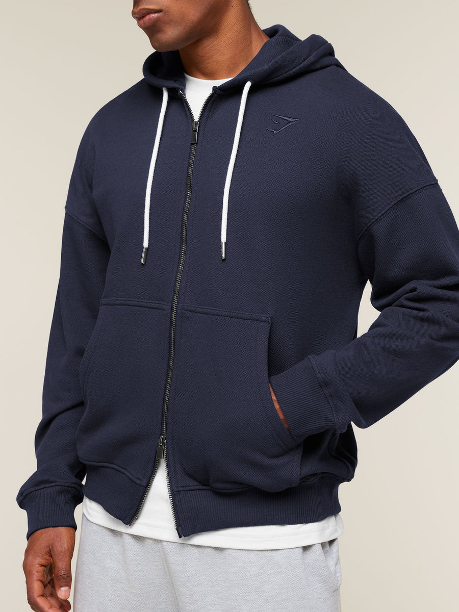Gymshark Campus Crest Zip Through Hoodie — Heavy Blue — 4