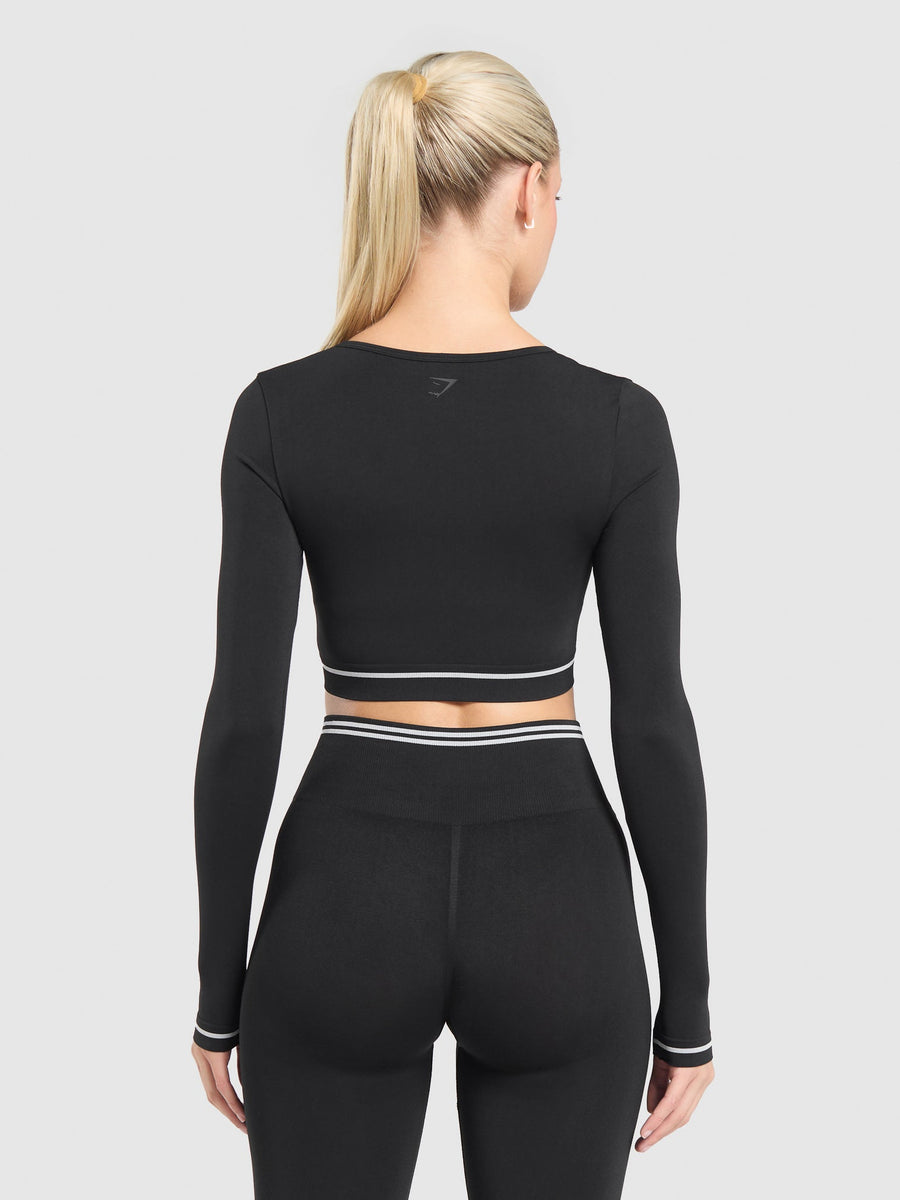 Gymshark Contrast Seamless Crop Top — Black — 2