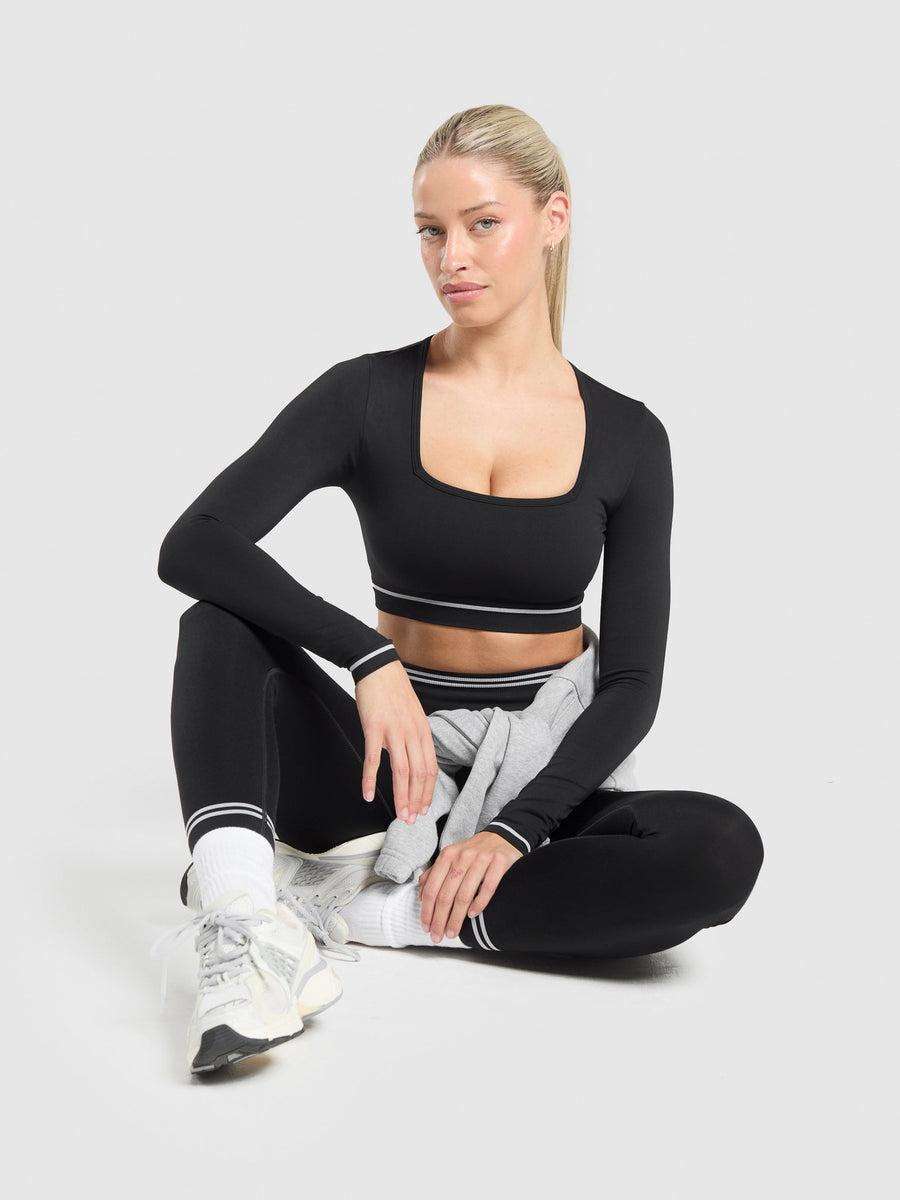 Gymshark Contrast Seamless Crop Top — Black — 5