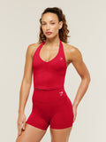 Gymshark Colour Block Halter Neck Tank With Shelf — Carmine Red — 1