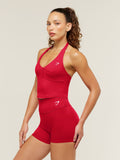 Gymshark Colour Block Halter Neck Tank With Shelf — Carmine Red — 3