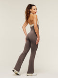 Gymshark Colour Block Halter Neck Tank With Shelf — Cool Brown/Pebble Grey — 4