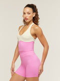 Gymshark Colour Block Halter Neck Tank With Shelf — Focus Pink/Soft White — 3