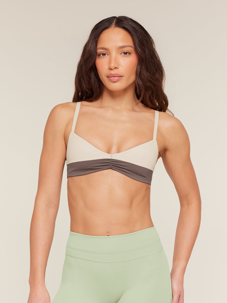 Gymshark Colour Block Sports Bra — Cool Brown/Pebble Grey — 1