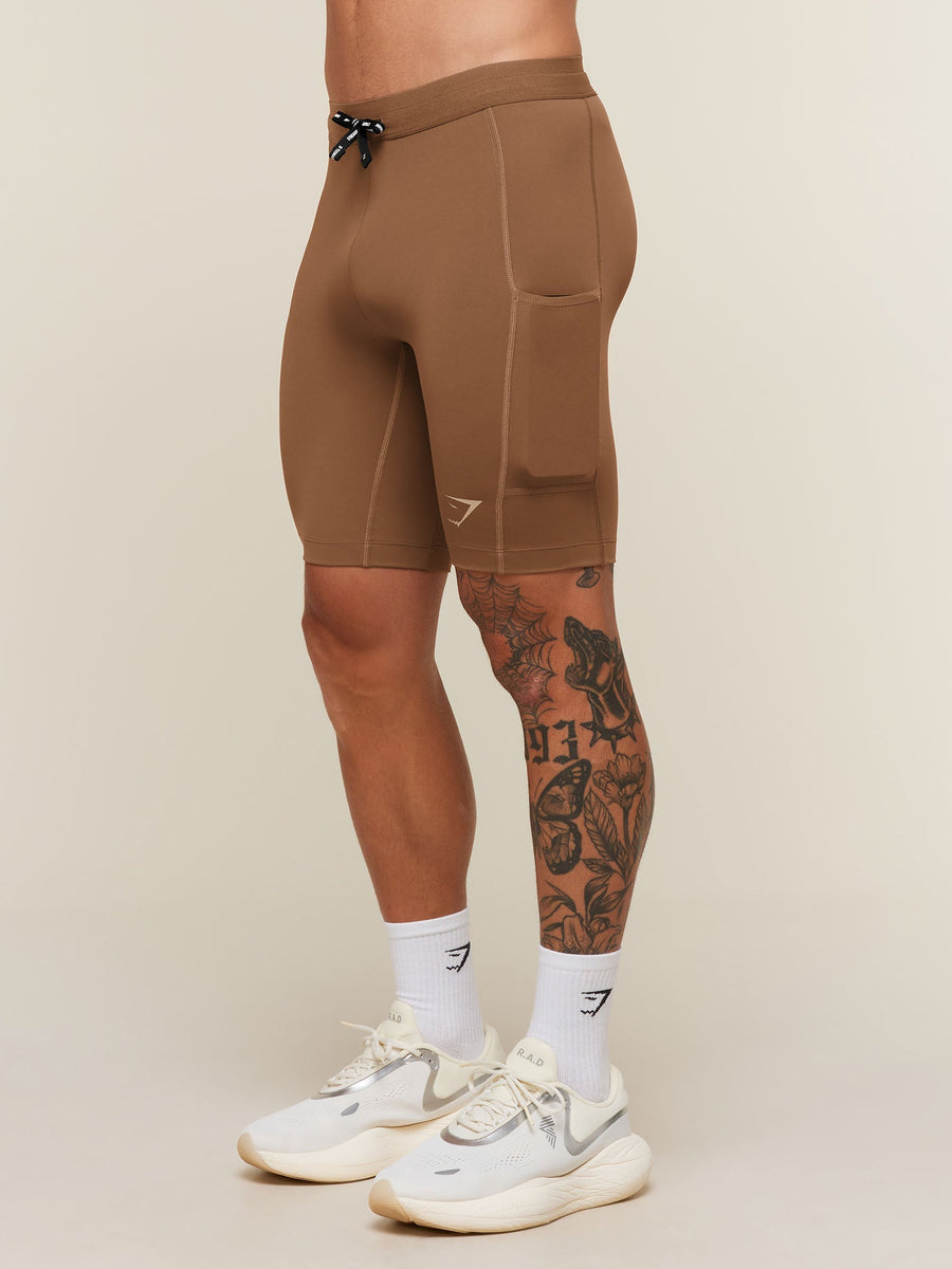 Gymshark Conditioning Club Half Tight — Trail Brown/Vanilla Beige — 3