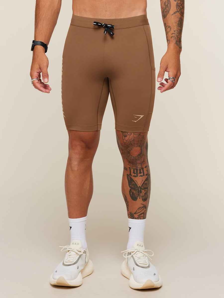 Gymshark Conditioning Club Half Tight — Trail Brown/Vanilla Beige — 4