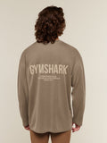Gymshark Conditioning Club Washed Long Sleeve T-Shirt — Trail Brown/Vanilla Beige/Wash — 1