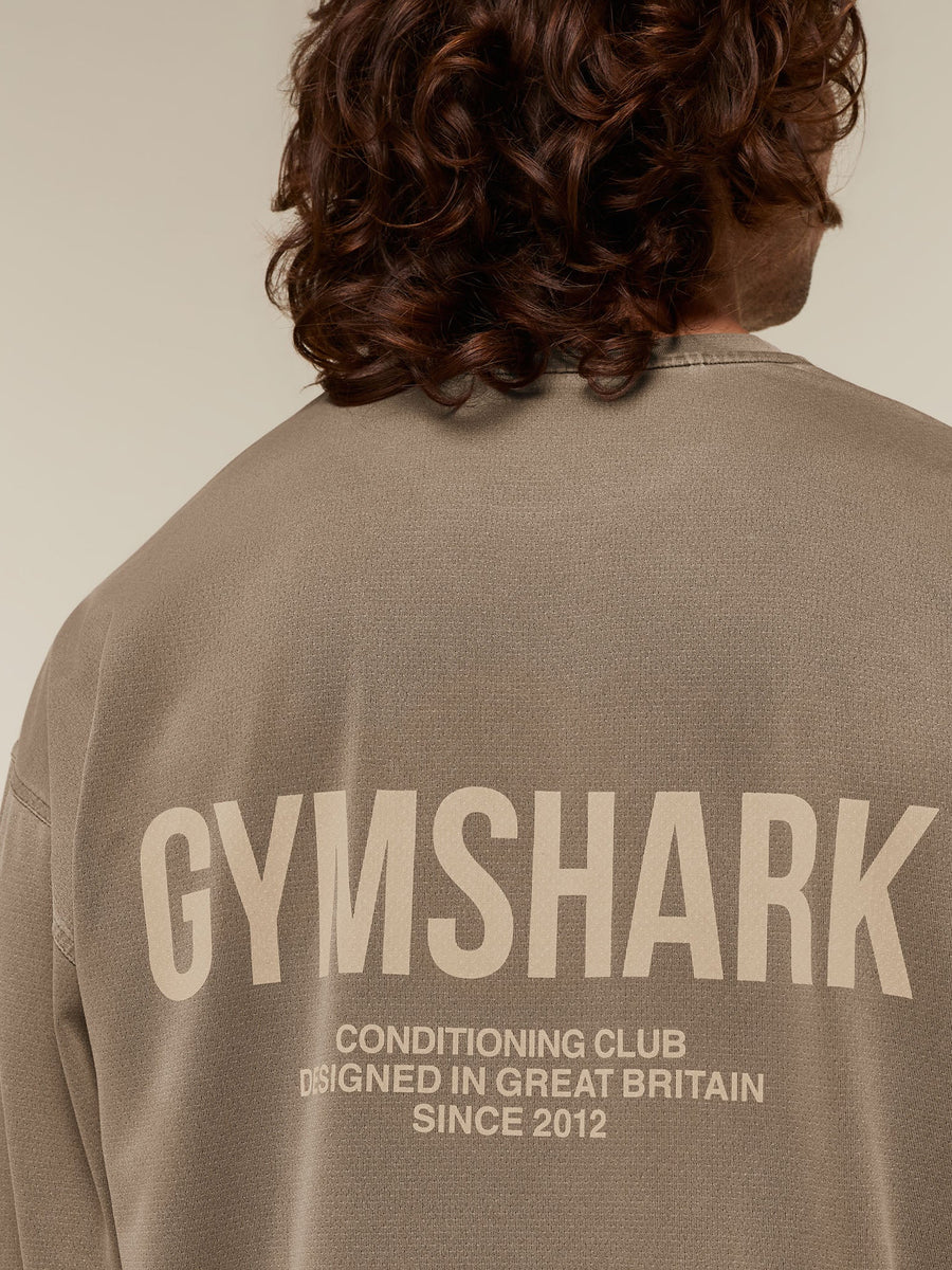 Gymshark Conditioning Club Washed Long Sleeve T-Shirt — Trail Brown/Vanilla Beige/Wash — 5