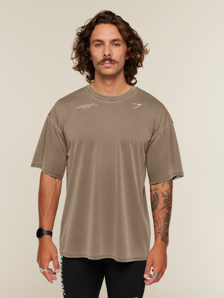 Gymshark Conditioning Club Washed T-Shirt — Trail Brown/Vanilla Beige/Wash — 3