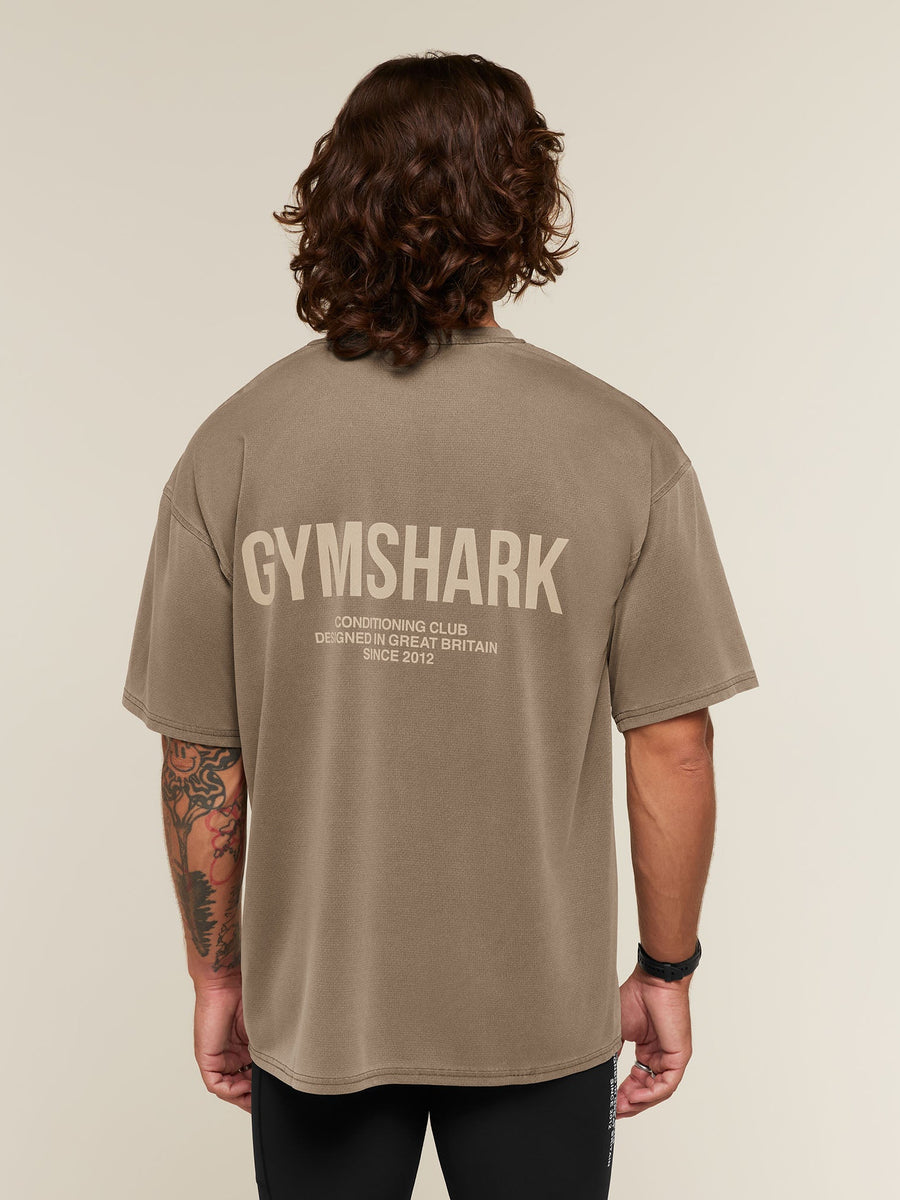 Gymshark Conditioning Club Washed T-Shirt — Trail Brown/Vanilla Beige/Wash — 1