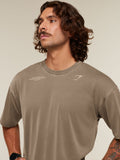 Gymshark Conditioning Club Washed T-Shirt — Trail Brown/Vanilla Beige/Wash — 8