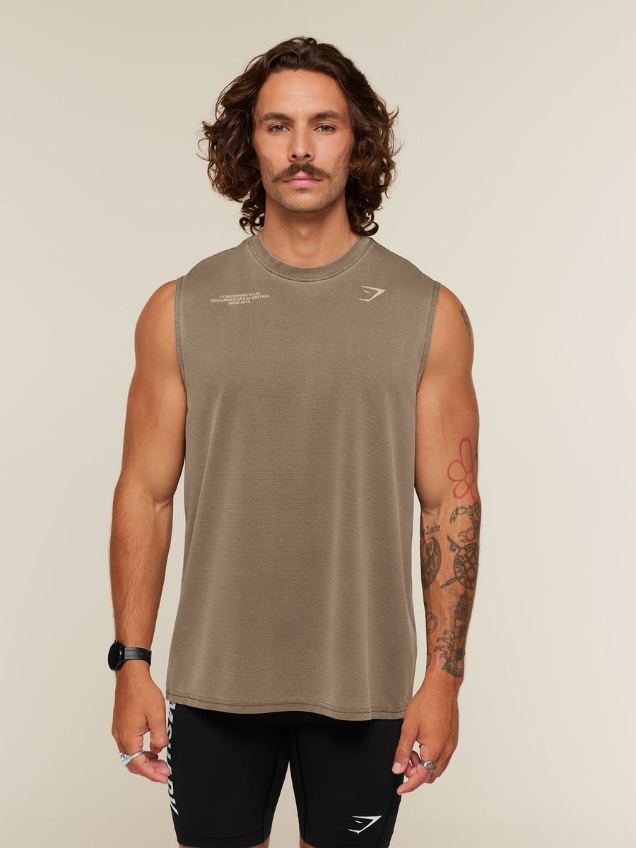 Gymshark Conditioning Club Washed Tank — Trail Brown/Vanilla Beige/Wash — 2