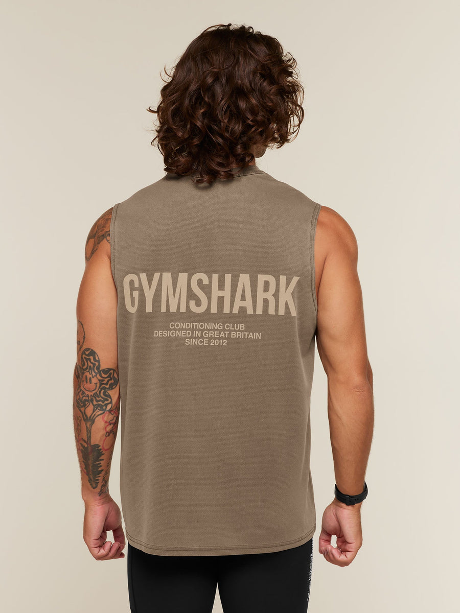 Gymshark Conditioning Club Washed Tank — Trail Brown/Vanilla Beige/Wash — 1