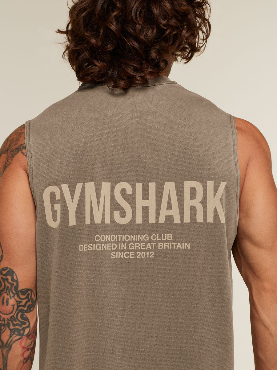 Gymshark Conditioning Club Washed Tank — Trail Brown/Vanilla Beige/Wash — 7