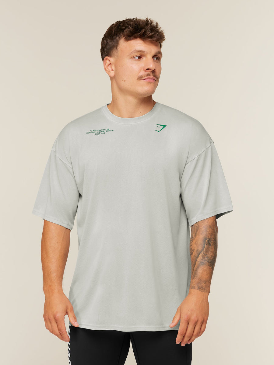 Gymshark Conditioning Club Washed T-Shirt — Light Grey/Track Green/Wash — 2