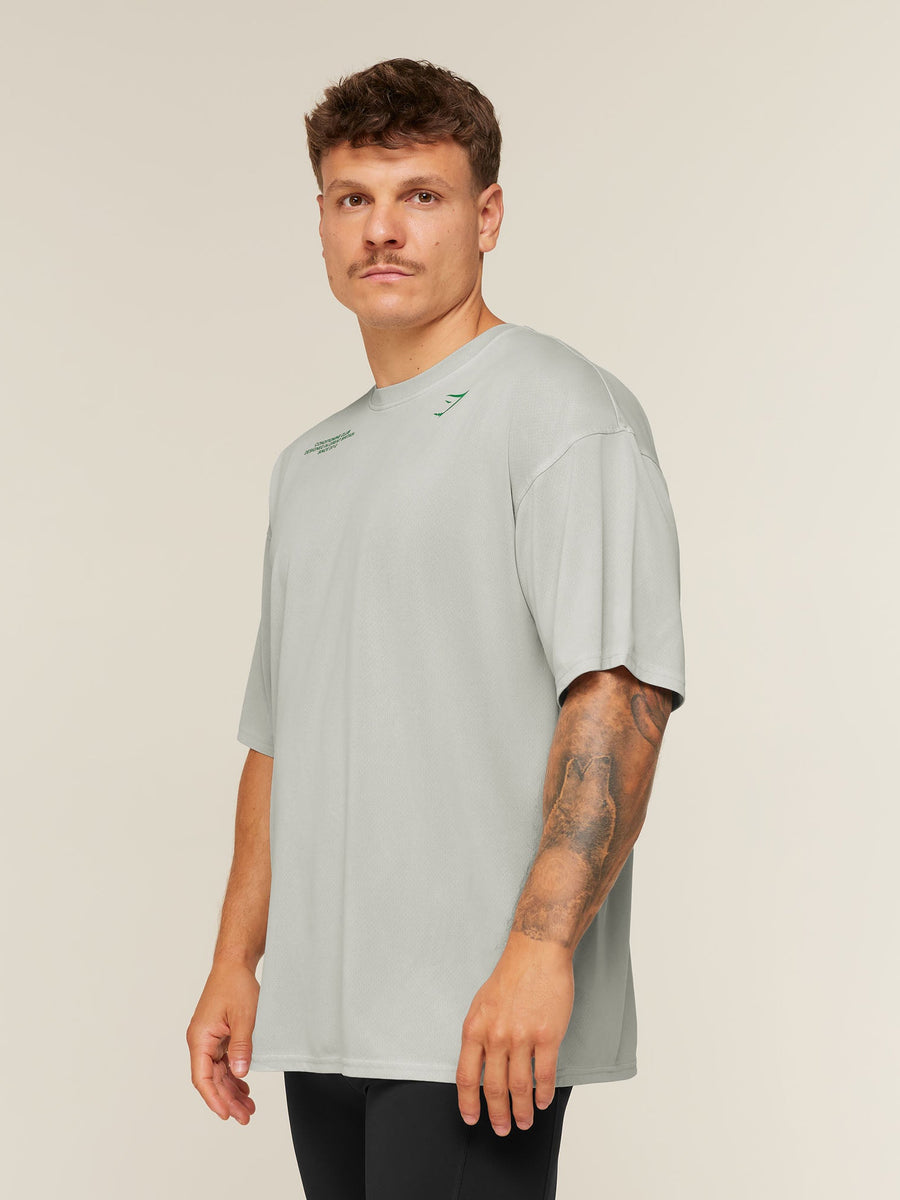Gymshark Conditioning Club Washed T-Shirt — Light Grey/Track Green/Wash — 3