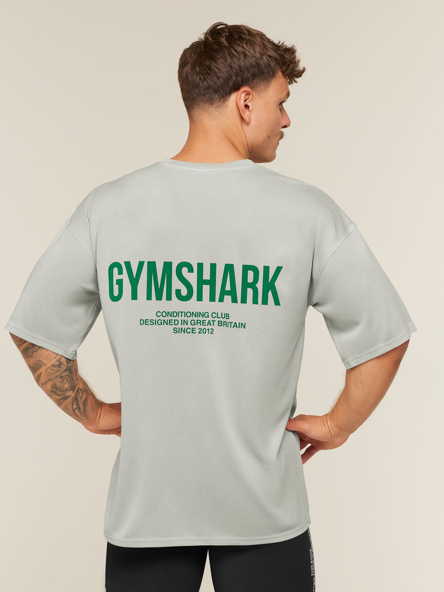 Gymshark Conditioning Club Washed T-Shirt — Light Grey/Track Green/Wash — 1