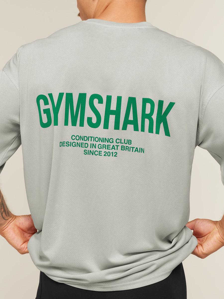 Gymshark Conditioning Club Washed T-Shirt — Light Grey/Track Green/Wash — 6