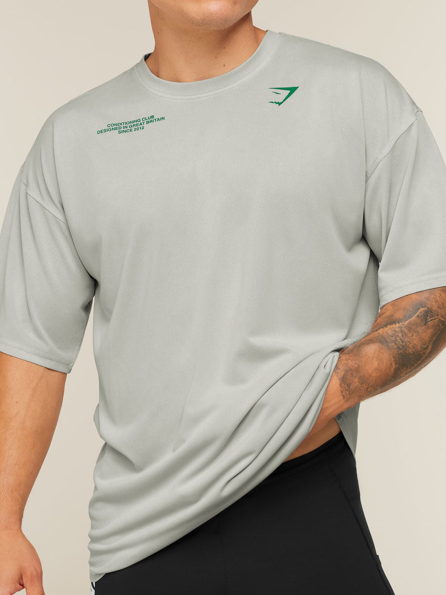 Gymshark Conditioning Club Washed T-Shirt — Light Grey/Track Green/Wash — 7