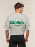 Gymshark Conditioning Club Washed T-Shirt — Light Grey/Track Green/Wash — 4