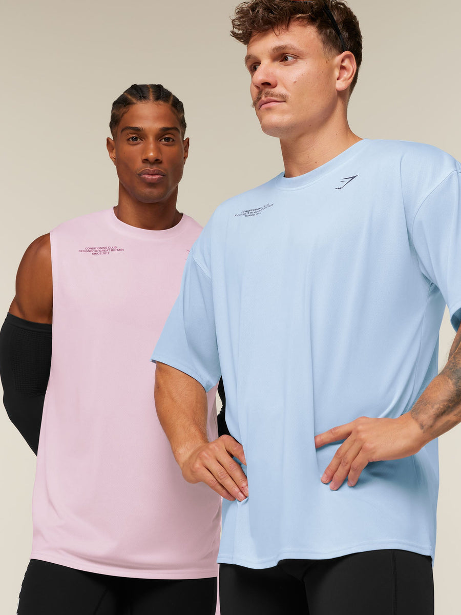 Gymshark Conditioning Club Washed T-Shirt — Tranquil Blue/Heavy Blue/Wash — 8