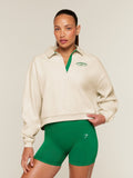 Gymshark Cosy Campus Polo Sweatshirt — Bros Chalk Marl — 1
