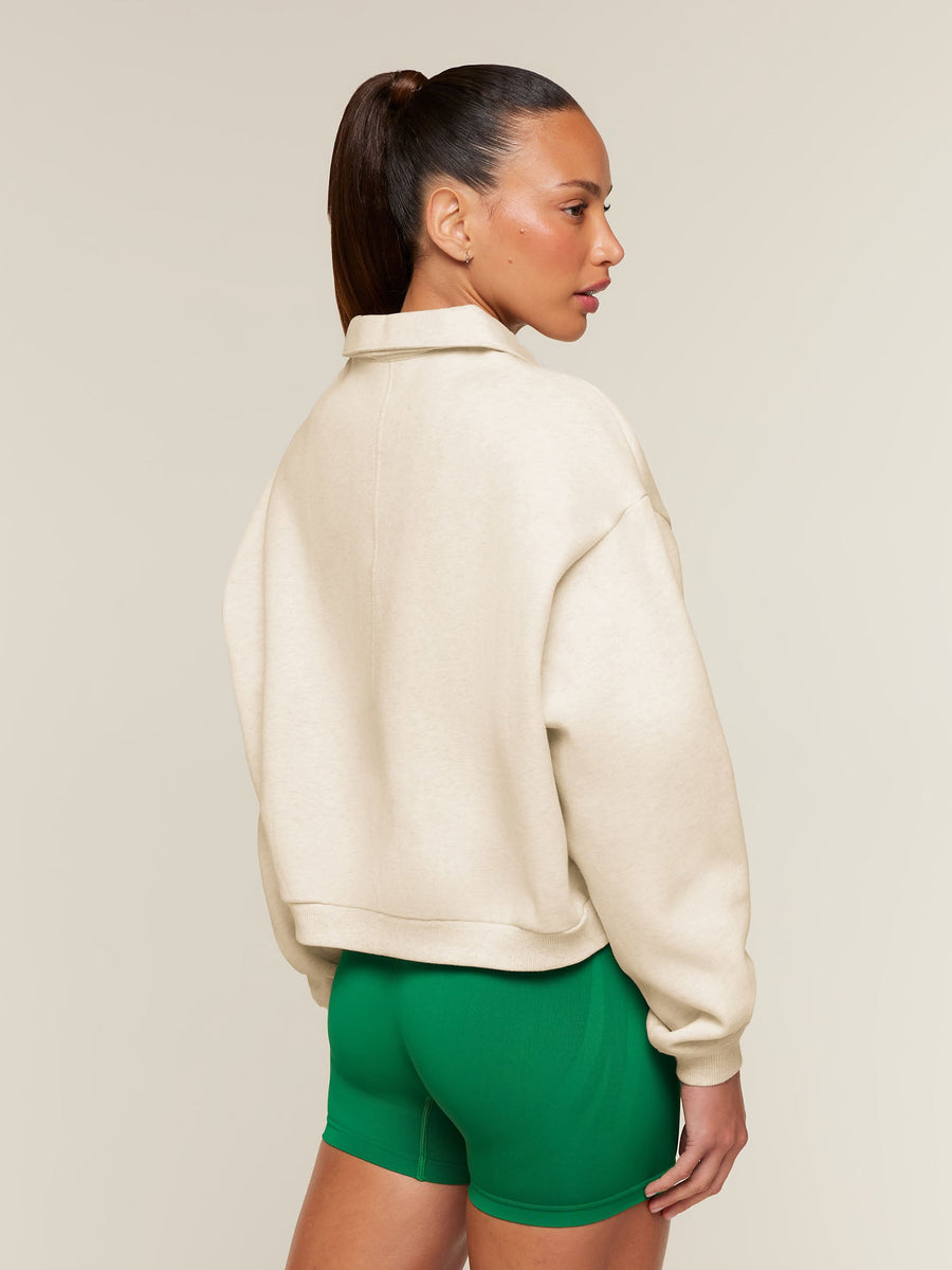 Gymshark Cosy Campus Polo Sweatshirt — Bros Chalk Marl — 2