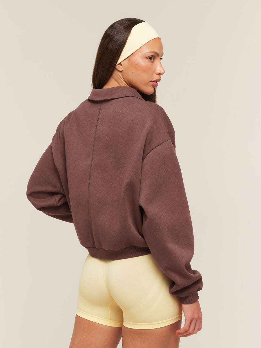 Gymshark Cosy Campus Polo Sweatshirt — Espresso Brown — 2