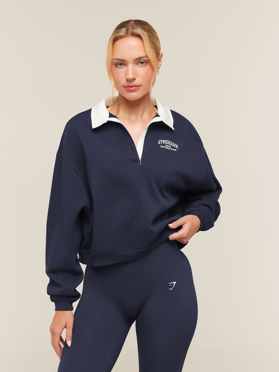 Gymshark Cosy Campus Polo Sweatshirt — Heavy Blue — 1