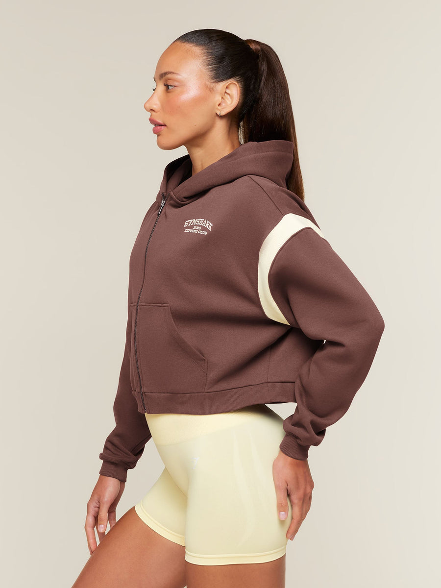 Gymshark Cosy Campus Full Zip Hoodie — Espresso Brown — 3
