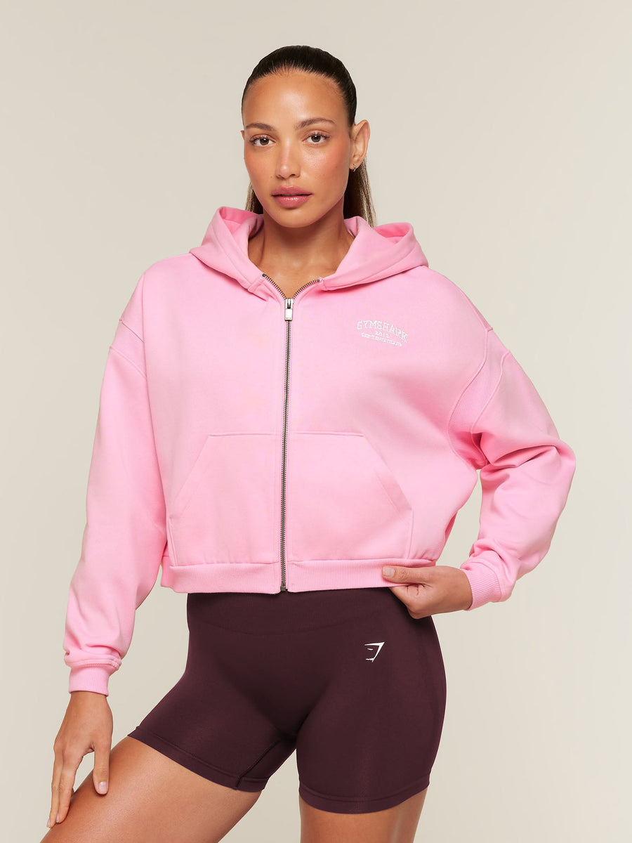 Gymshark Cosy Campus Full Zip Hoodie — Poise Pink — 1