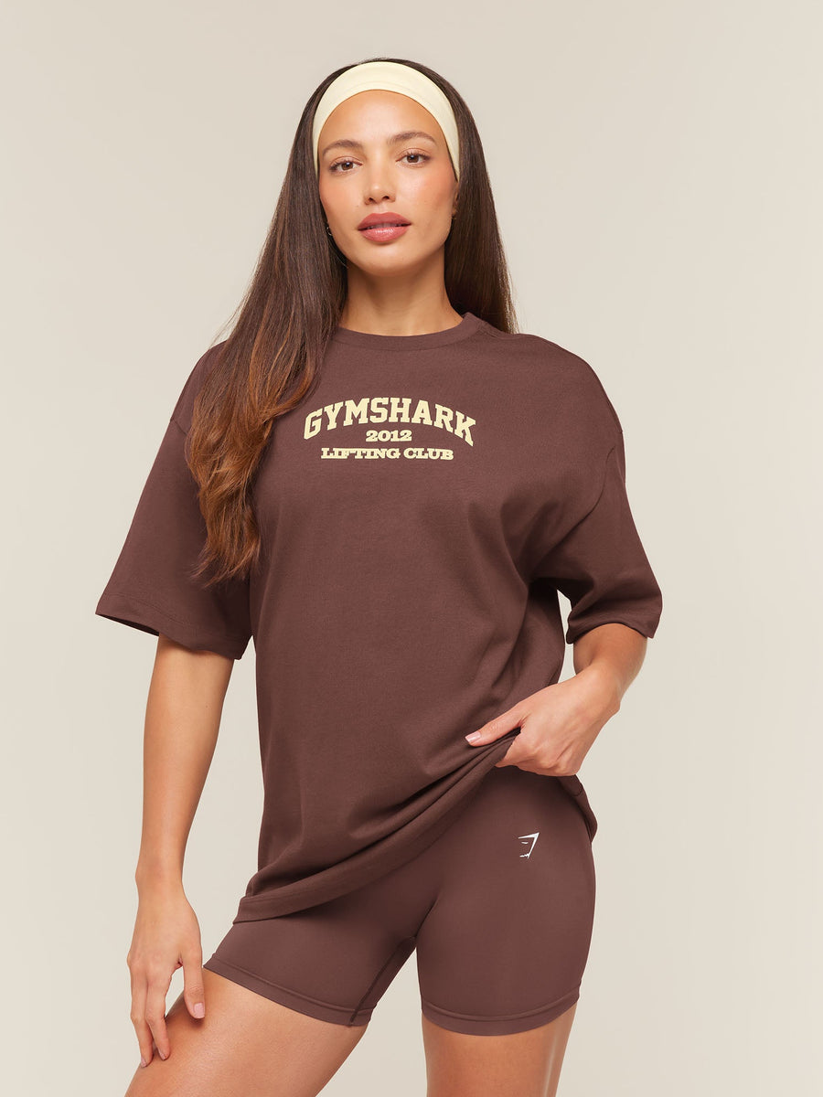 Gymshark Cosy Luxe Campus T-Shirt — Espresso Brown — 1