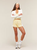 Gymshark Campus Woven Shorts — Butter Yellow/White — 4
