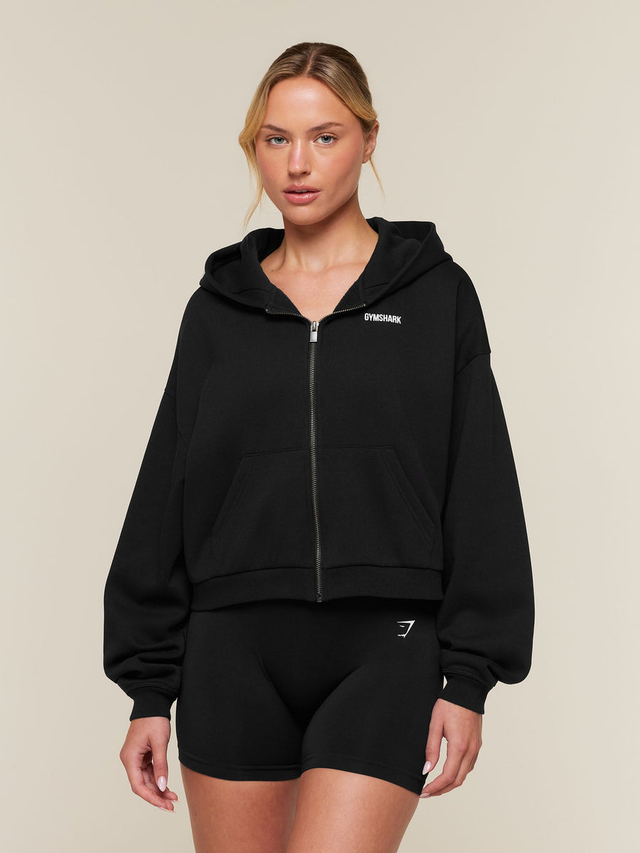 Gymshark Cosy Luxe Zip Through Hoodie — Black — 1