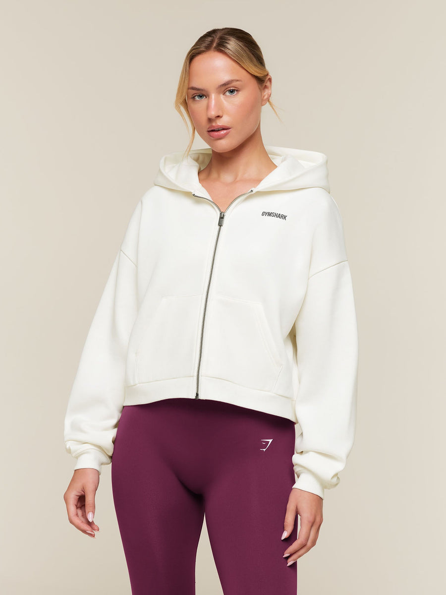Gymshark Cosy Luxe Zip Through Hoodie — Soft White — 1