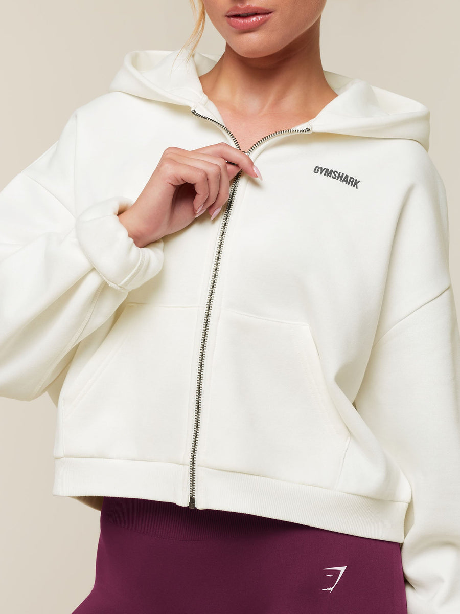 Gymshark Cosy Luxe Zip Through Hoodie — Soft White — 5