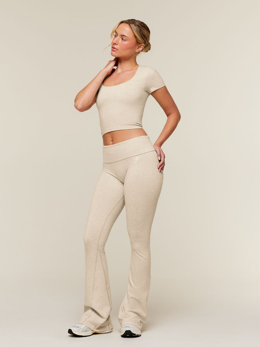 Gymshark CottonMove™ Flared Leggings — Oat Marl — 5