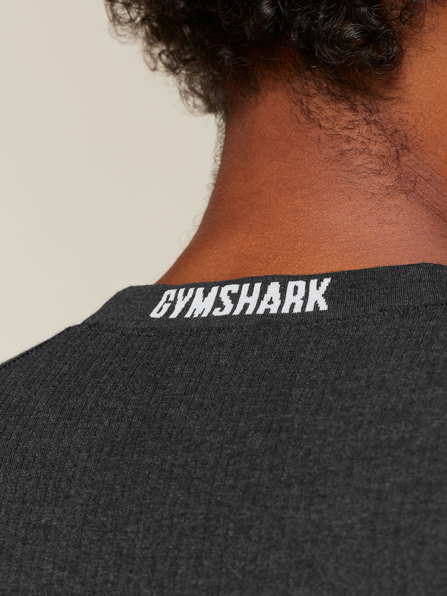 Gymshark Cotton Seamless Long Sleeve T-Shirt — Black Marl — 5