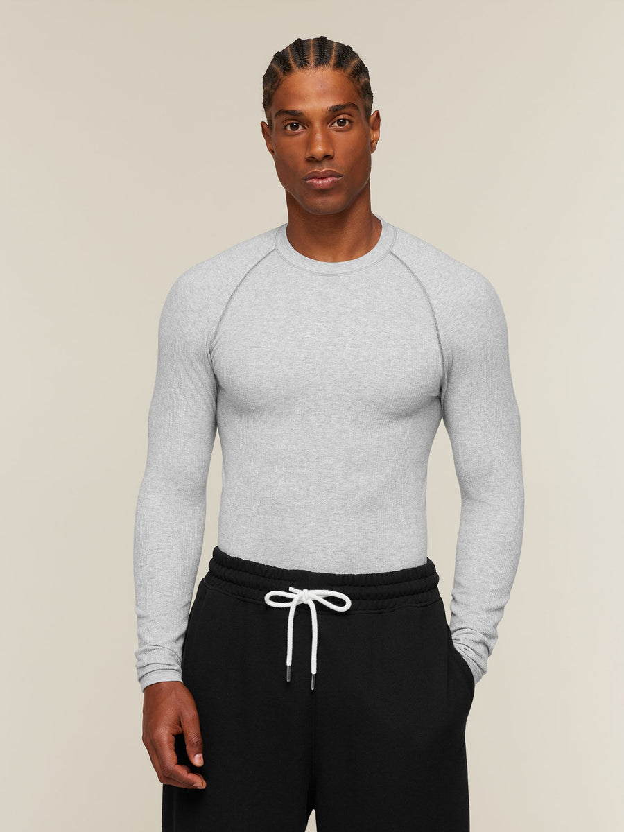 Gymshark Cotton Seamless Long Sleeve T-Shirt — Soft Grey Marl — 1