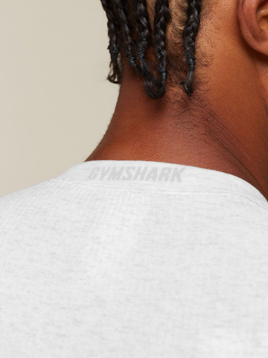 Gymshark Cotton Seamless Long Sleeve T-Shirt — White Grey Marl — 7