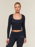 Gymshark CottonMove™ Midi Long Sleeve Top — Deep Blue Marl — 1