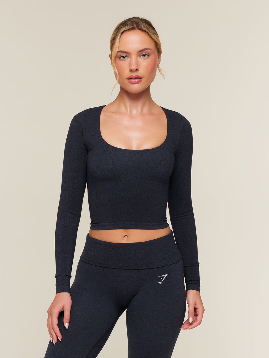 Gymshark CottonMove™ Midi Long Sleeve Top — Deep Blue Marl — 1