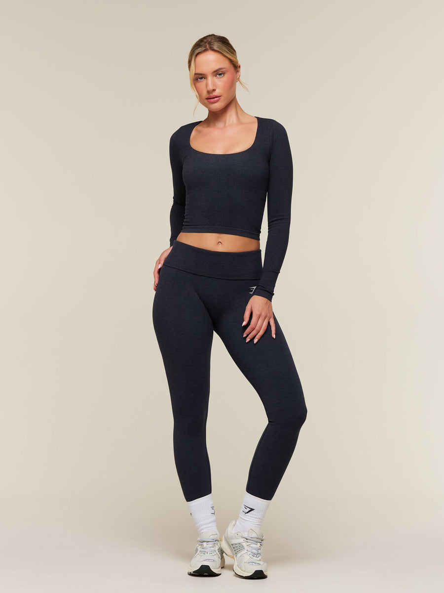 Gymshark CottonMove™ Midi Long Sleeve Top — Deep Blue Marl — 5