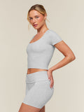 Gymshark CottonMove™ Midi Short Sleeve Top — Soft Grey Marl — 4