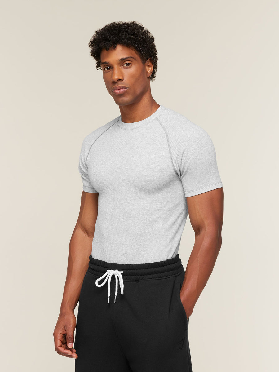 Gymshark Cotton Seamless T-Shirt — Soft Grey Marl — 3