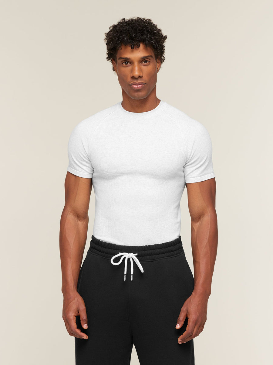 Gymshark Cotton Seamless T-Shirt — White Grey Marl — 1